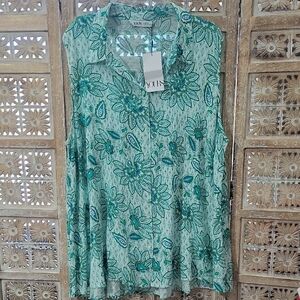 Green Floral Sleeveless Top